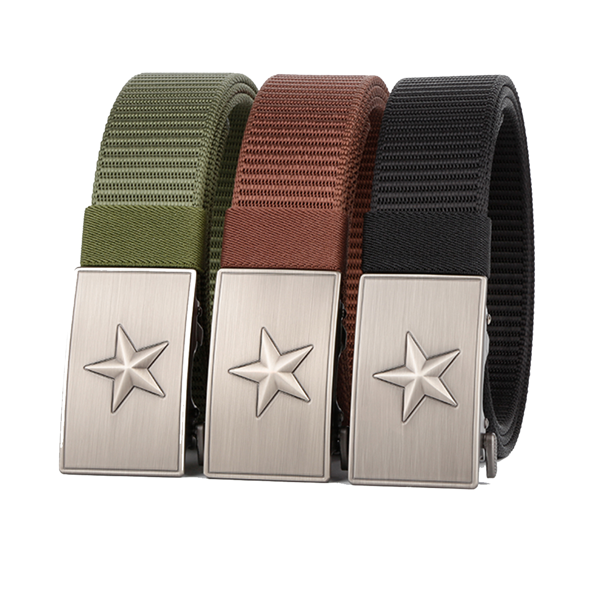Men's Belt Star  Automatic buckle tank belt canvas  fabric belt 3.4cm